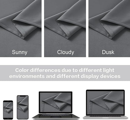 DUALIFE 90 Inch Curtains Grey Thermal Insulated Blackout Curtains, Back Tab and - Image 5