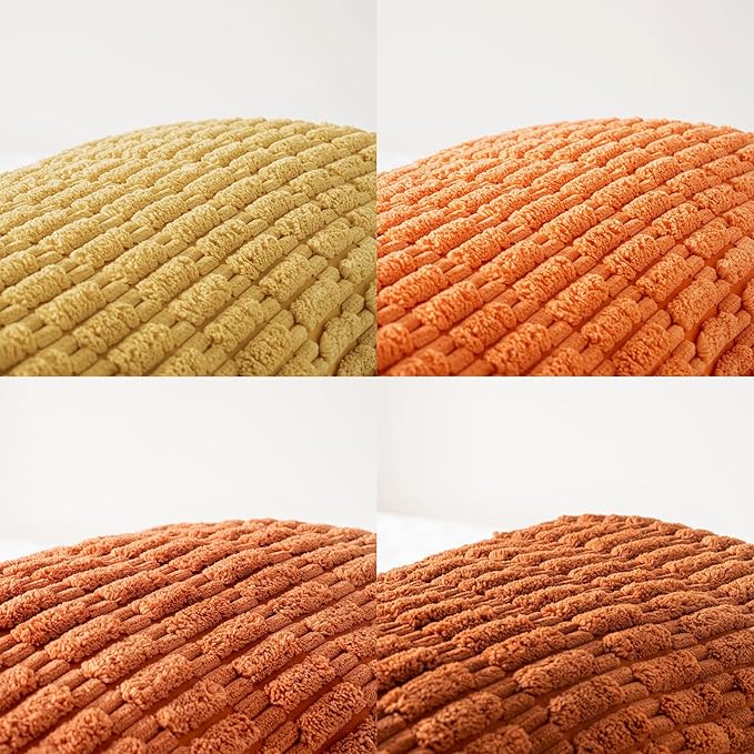 Fancy Homi Set of 4 Burnt Orange Fall Lumbar Decorative Throw Pillow Covers - Image 4