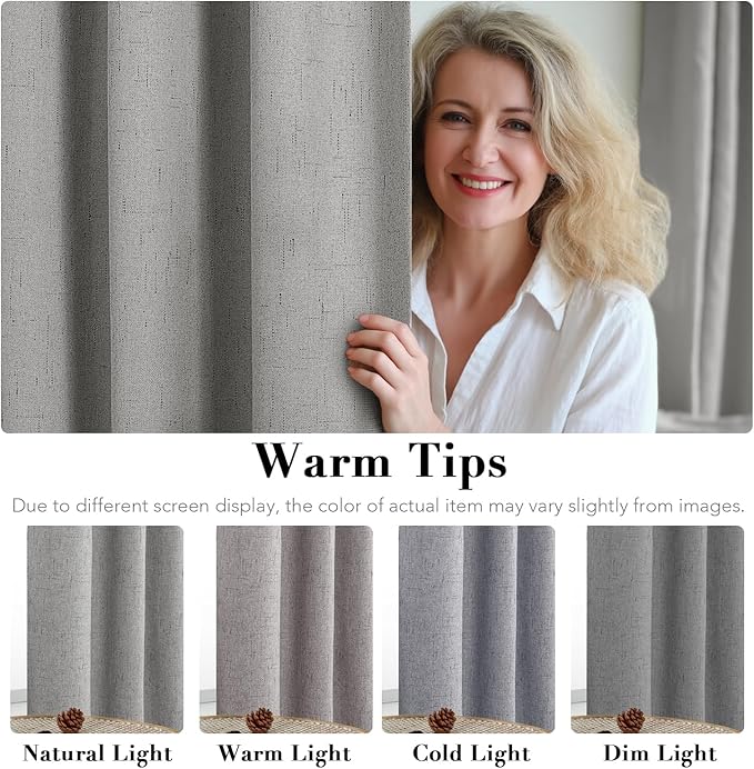 H.VERSAILTEX Linen Blackout Curtains Durable Thick Textured Linen Look 100% - Image 6