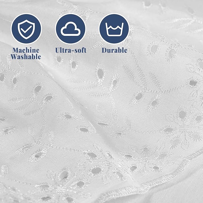 Queen Bed Skirt, Wrap-Around Elastic Ruffled Eyelet Bed Skirt Queen Size Dust - Image 6