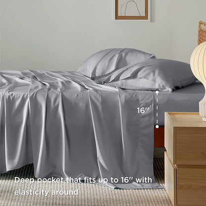 Bedsure California King Sheet Sets, Cooling Sheets, Rayon Derived from Bamboo - Image 3