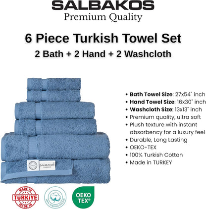 salbakos 100% turkish cotton bathroom towel set of, side view