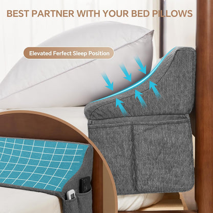 euhams queen bed wedge pillow for headboard, mattress, close-up detail