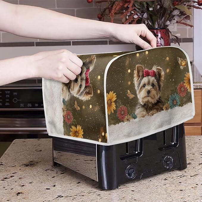 Yorkshire Terrier Printed Toaster Oven Cover 2 Slice Daisy Printed Bread Maker - Image 2