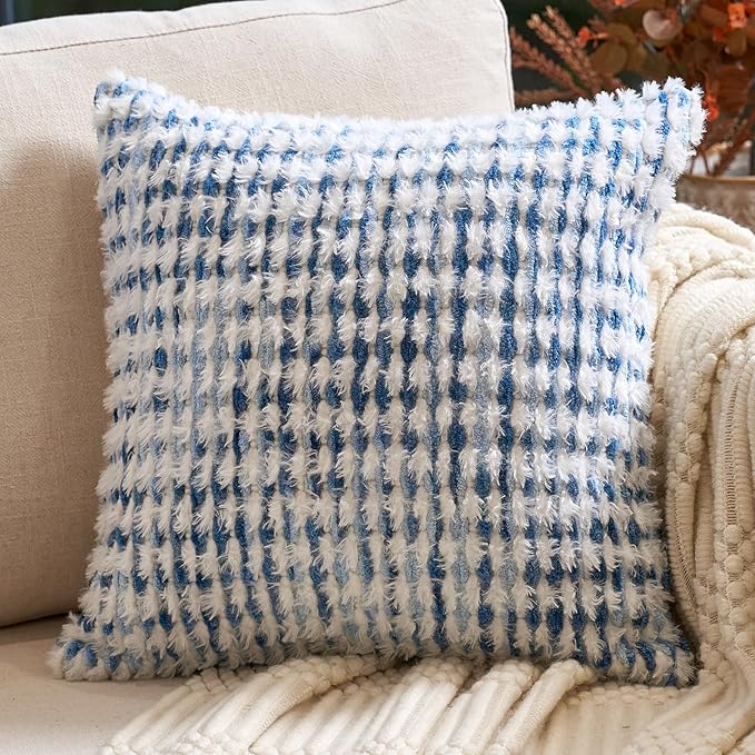 Aeckself Boho Chenille Tufted Pillow Cover 18x18 Inch, Decorative Square Throw by AECKSELF