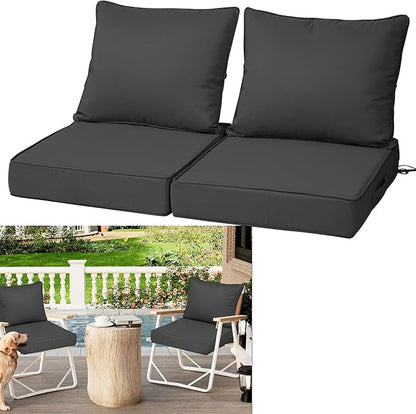 Outdoor Deep Seat Cushions for Patio Furniture Set of 2, Waterproof Outdoor by Vulacko