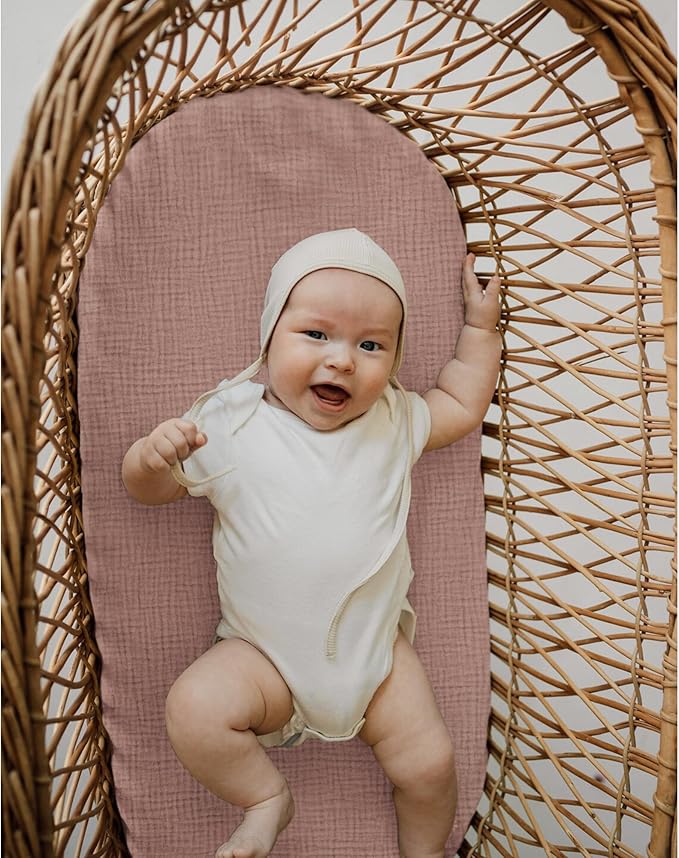 Baby Bassinet Sheets 3 Pack for Boys & Girls, Soft Breathable Muslin Cotton - Image 4