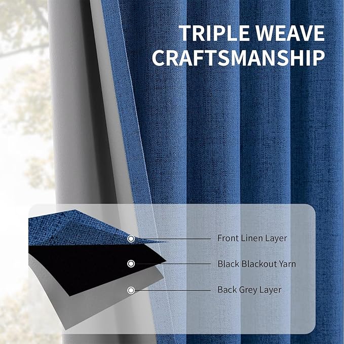 CUCRAF Custom Linen 100% Total Blackout Curtains, Light Blocking Drapes Thermal - Image 5