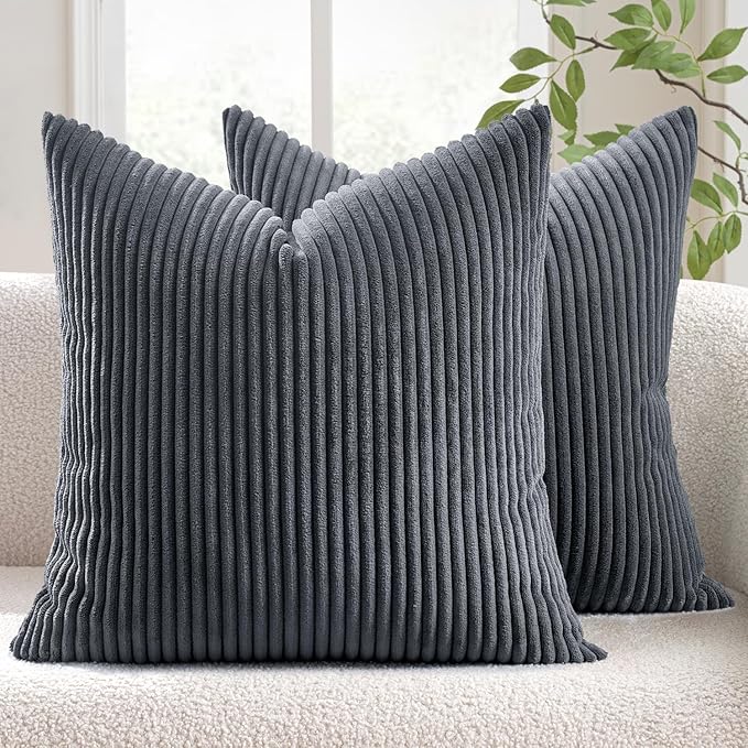 MIULEE Winter Pack of 2 Corduroy Soft Soild Decorative Square Throw Pillow by MIULEE