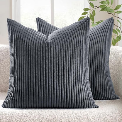 MIULEE Winter Pack of 2 Corduroy Soft Soild Decorative Square Throw Pillow by MIULEE