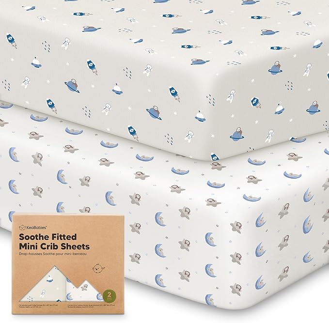 2-Pack Mini Crib Sheets Fitted by KeaBabies