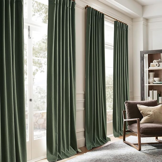Living Room Green Black Out Curtains 63 Inch Long 2 Panels Set, Thermal - Image 7
