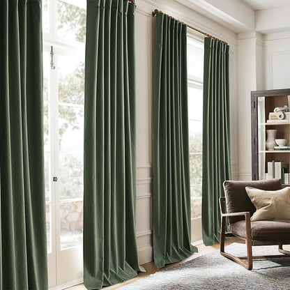Living Room Green Black Out Curtains 63 Inch Long 2 Panels Set, Thermal - Image 7