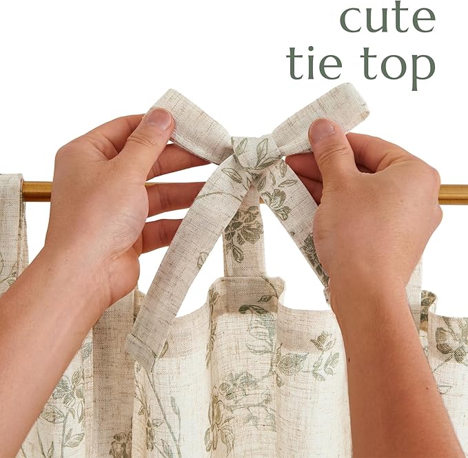 jinchan Floral Kitchen Curtains 24 Inch Linen Tier Curtains Christmas Decor - Image 7