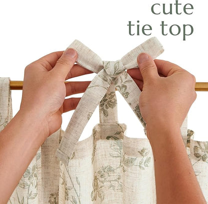 jinchan Floral Kitchen Curtains 24 Inch Linen Tier Curtains Christmas Decor - Image 7