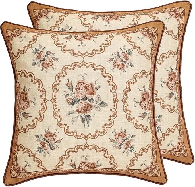 patdrea Designer Vintage Floral Throw Pillow Covers by Welcometopatdrea