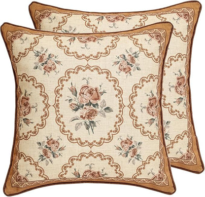 patdrea Designer Vintage Floral Throw Pillow Covers by Welcometopatdrea