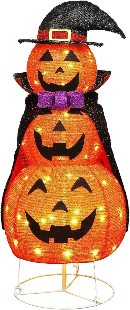 Lulu Home 3.5FT Light Up Halloween Decoration, Collapsible Stacked Pumpkins