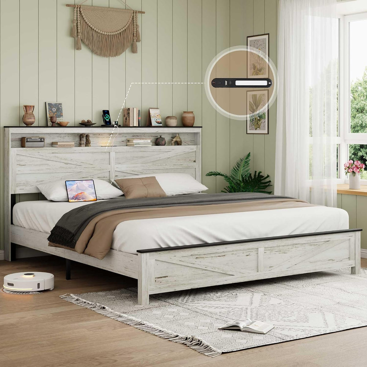 ball & cast wood king size bed frame, main product view