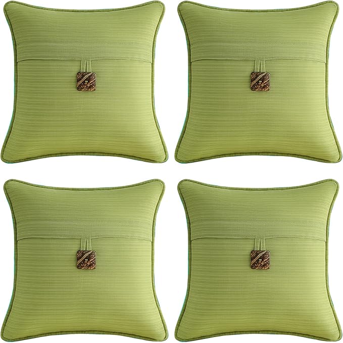 Outdoor DecorativePillows with Coconut Button Pack of 4, Chartreuse by Supdurplus