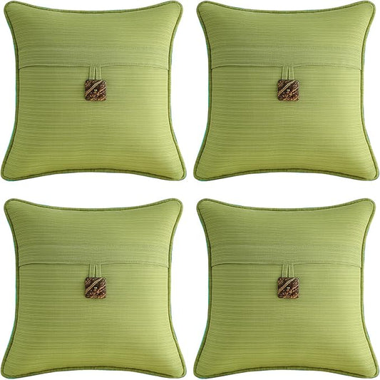 Outdoor DecorativePillows with Coconut Button Pack of 4, Chartreuse by Supdurplus
