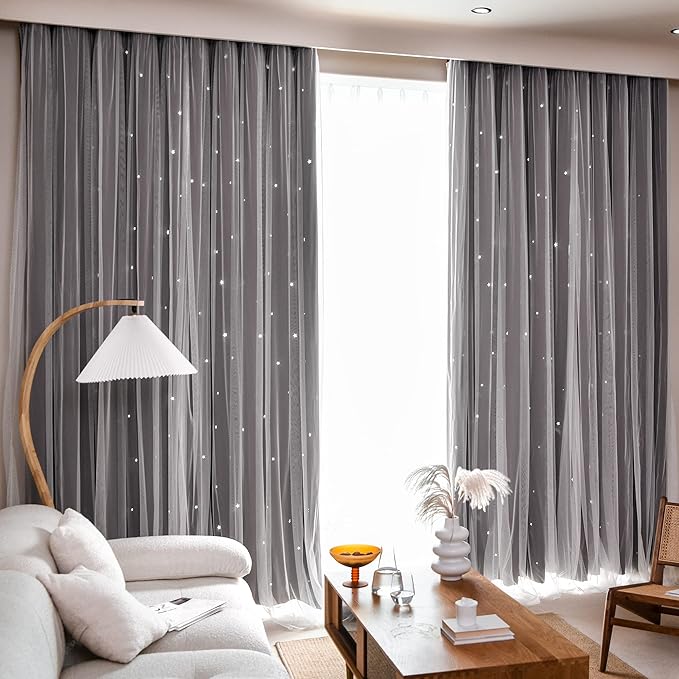 Kinryb Kids Blackout Curtains for Bedroom/Living Room/Classroom, Sheer Overlay - Image 5