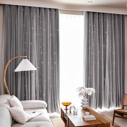 Kinryb Kids Blackout Curtains for Bedroom/Living Room/Classroom, Sheer Overlay - Image 4