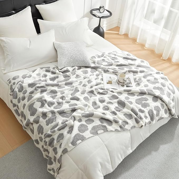 Snuggle Sac Leopard Blanket for Couch Bed Sofa 60x80 inches, Reversible Grey - Image 5