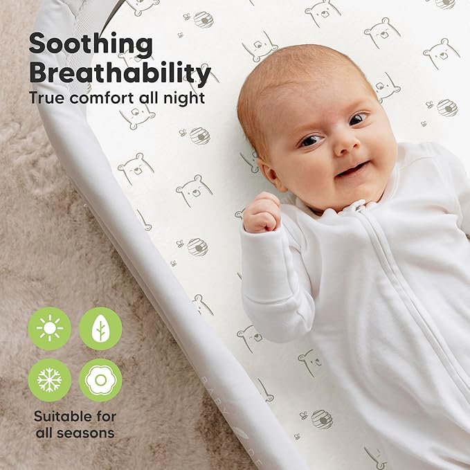 2-Pack Organic Bassinet Sheets for Girls, Boys - Image 4