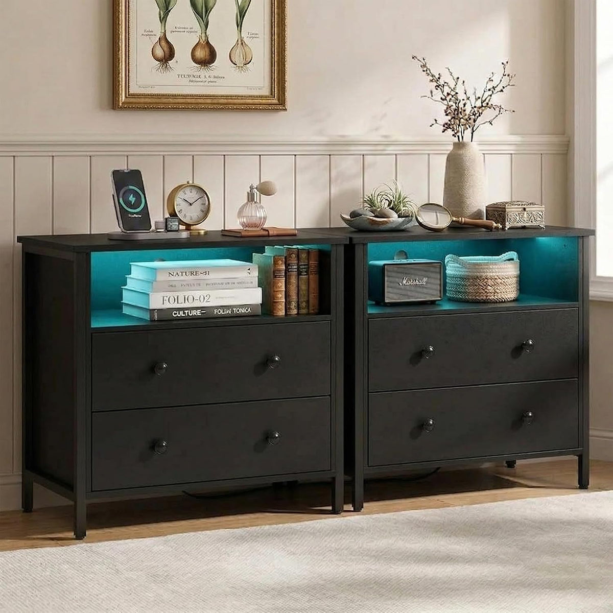 27" led nightstand set 2 with charging station, main product view