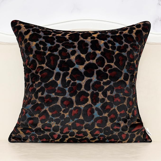 Alerfa Black Floral Throw Pillow Cover 20 x 20 Inch Cut Velvet Sqaure Luxury by Alerfa