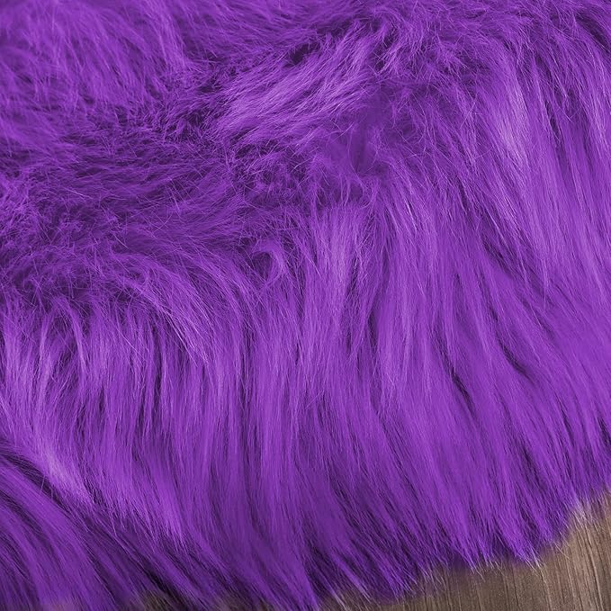 Latepis Fluffy Shaggy Fuzzy Fur Rugs Purple 6.7x10 Large Living Room Rug - Image 7