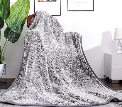 EMME Soft Sherpa Fleece Blanket Reversible Plush Fluffy Large Blanket, Light - Image 9