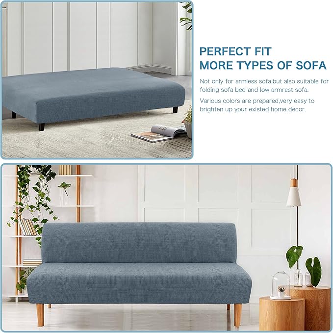 H.VERSAILTEX 100% Waterproof Stretch Futon Slipcover Armless Sofa Cover - Image 6