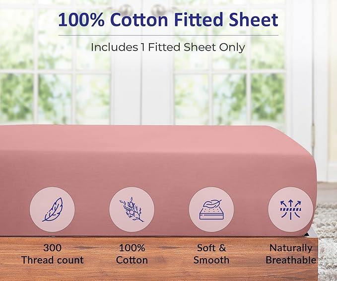 ROYALE LINENS 300 Thread Count 100% Long Staple Combed Cotton Fitted Sheet Twin - Image 3