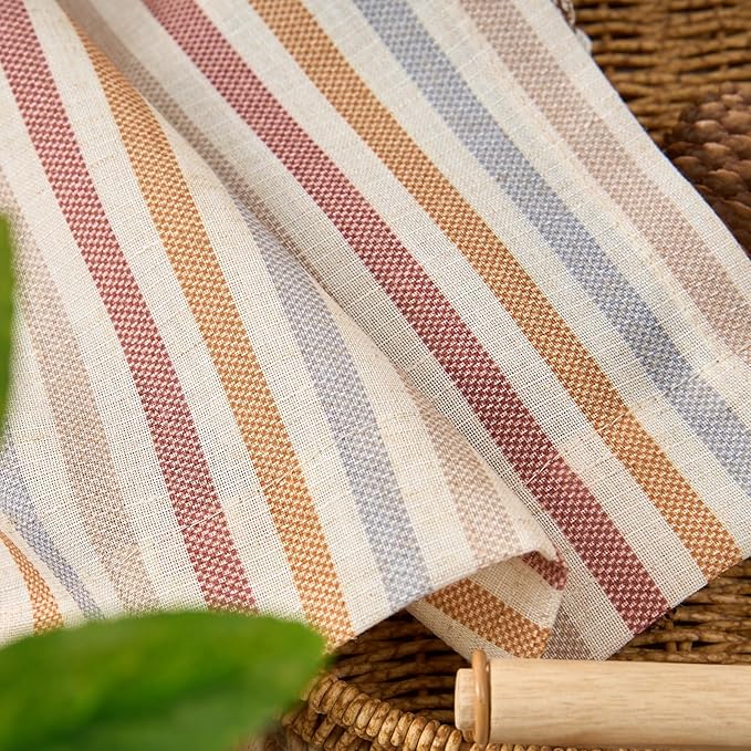 jinchan Valance Curtain Linen Textured Christmas Striped Window Curtain - Image 9
