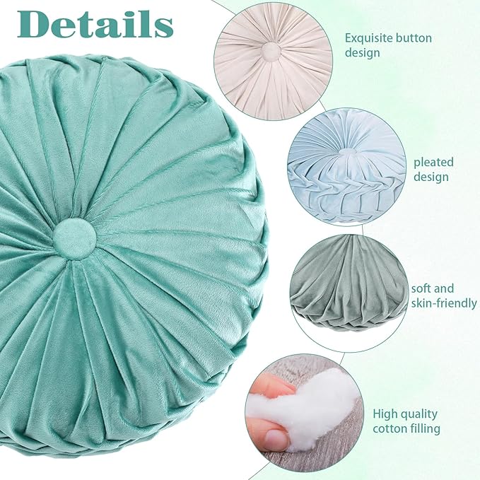Yerliker 6 Pcs Floor Pillow Cushions 15inch Round Velvet Throw Pillows Colorful - Image 3