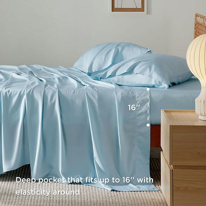 Bedsure Queen Sheet Set, Rayon Derived from Bamboo, Cooling Sheets, Breathable - Image 4