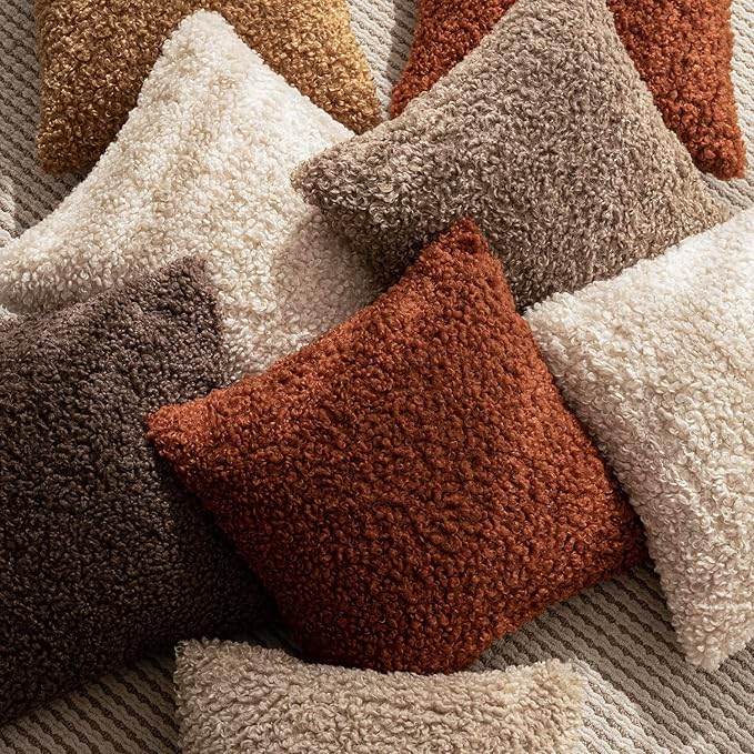 Foindtower 2 Pieces 22x22 Inch Hazel Brown, Faux Fur Throw Pillow Cover Accent - Image 6