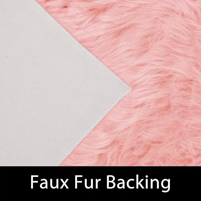 Latepis Pink Runner Faux Sheepskin Fur Rugs 2X5 Fluffy Rug - Image 3