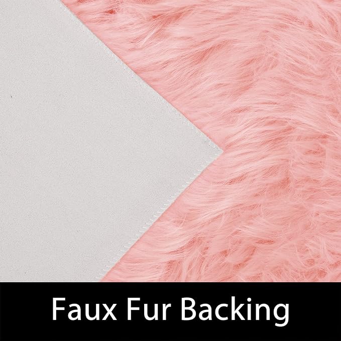 Latepis Pink Living Room Rugs Faux Fur Rug 5x6.7 Area Fuzzy Rugs - Image 3