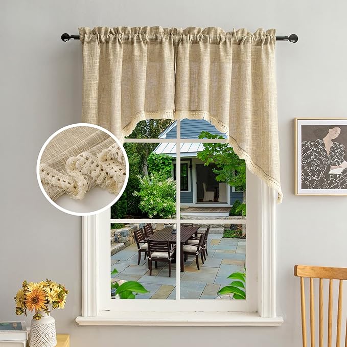 Beda Home Tassel Linen Textured Swag Valances by BedaHomeBedaLife