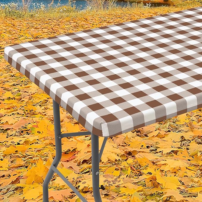 Smiry Rectangle Picnic Table Cloth, Elastic Waterproof Fitted Vinyl Tablecloths by Smiry