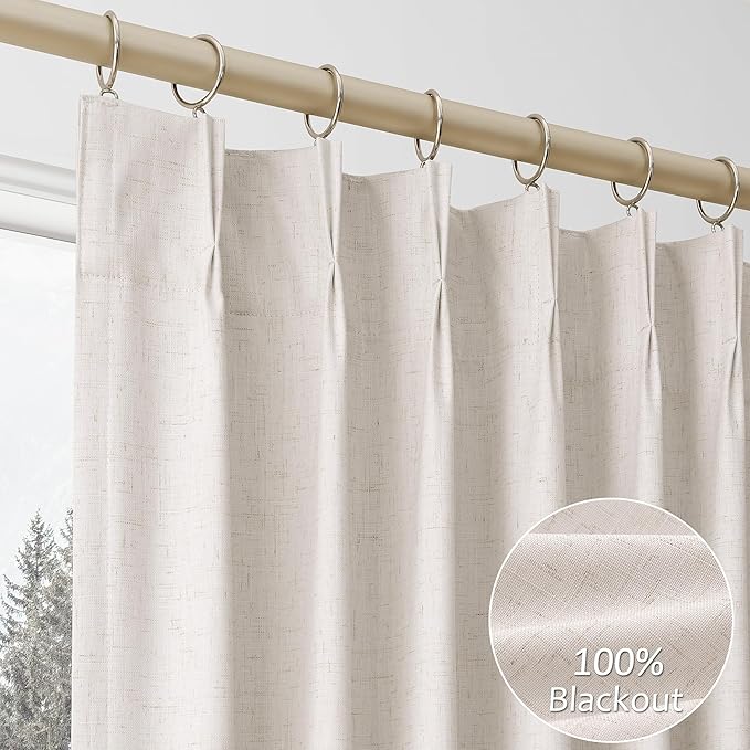 Pinch Pleat Linen Blackout Curtains by Aersas