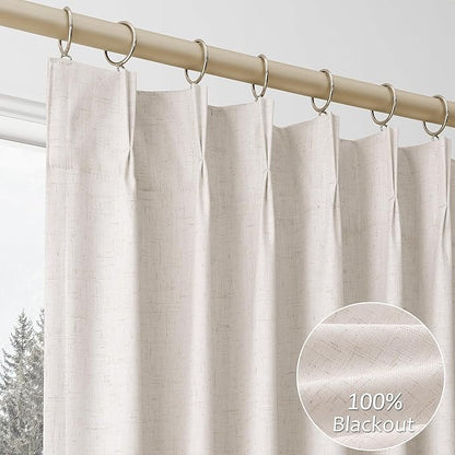 Pinch Pleat Linen Blackout Curtains by Aersas