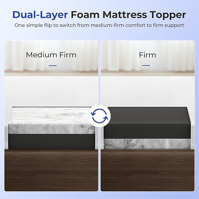Cooling Mattress Topper Twin Size 4 Inch, Cooling Gel & Bamboo Charcoal Memory - Image 6