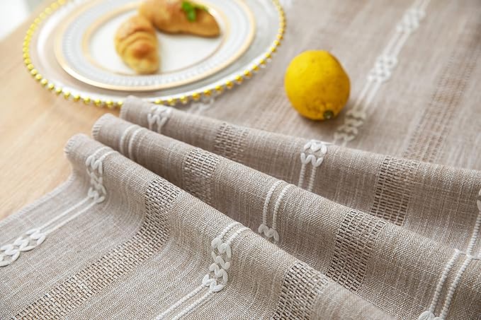 ZeeMart Farmhouse Braided Striped Table Runner, Rustic Beige Table Runners 48 - Image 7