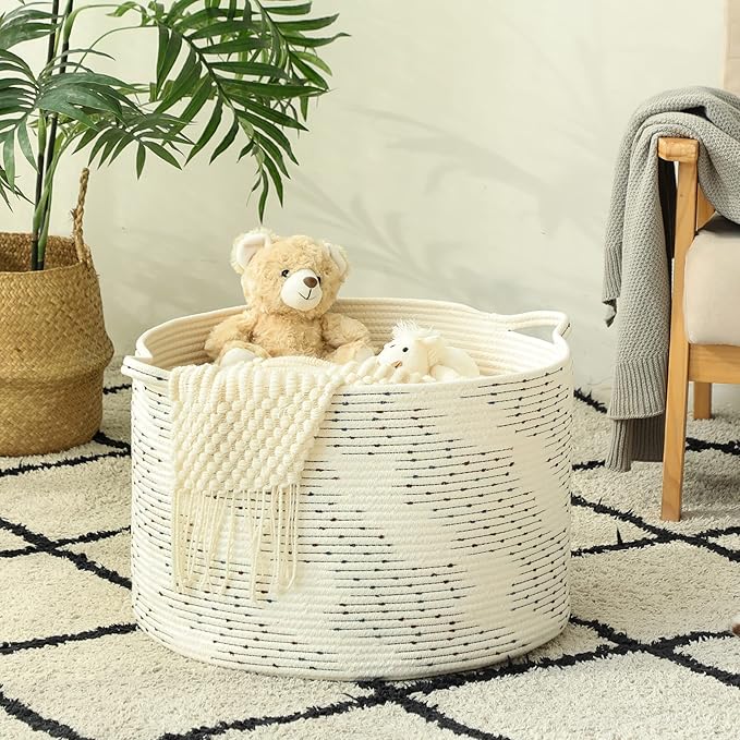 KAKAMAY Large Blanket Basket, Woven Baskets - Image 4