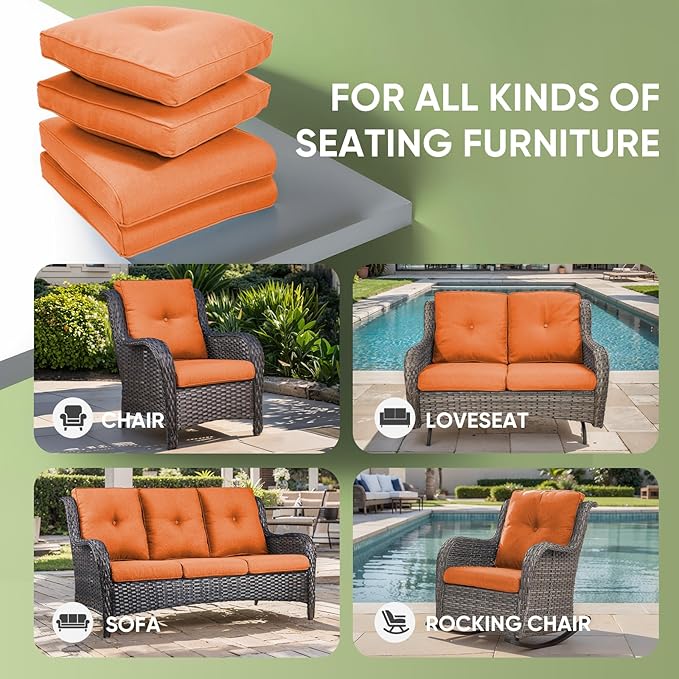 Outdoor Cushion Set of 4, Waterproof Outdoor Seat Cushions 25x22, Patio Chair - Image 5