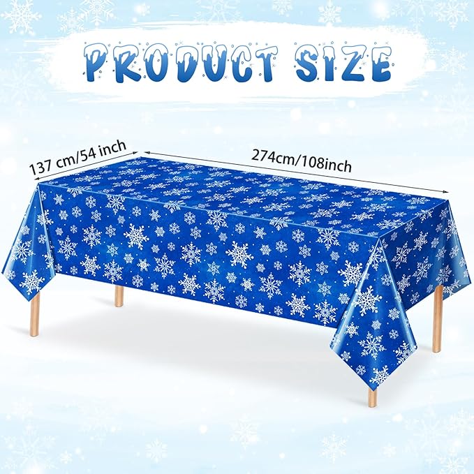 Jectivs 3 Pieces Christmas Snowflake Plastic Party Tablecloth Decorations - Image 2